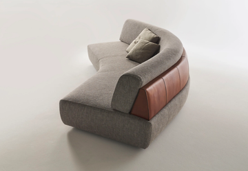 MISTRAL - Curved fabric sofa with leather details by Casa Covre - view 3